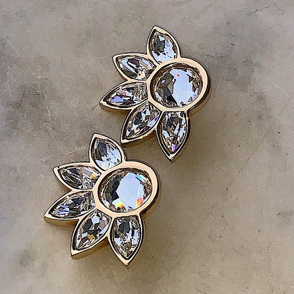 S A L SWAROVSKI EARRINGS CRYSTAL GOLD CLIP ON VINTAGE 1990’s - Picture 5 of 10